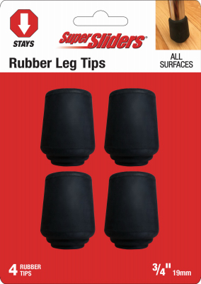 4PK 3/4" BLK Leg Tips