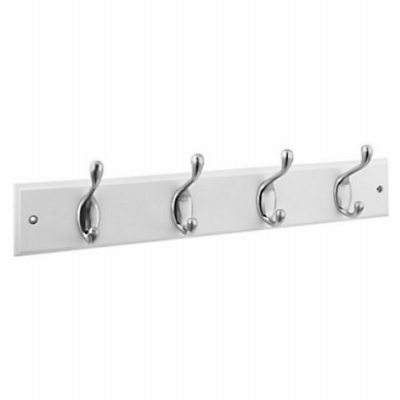 18" SN/WHT 4 Hook Rail