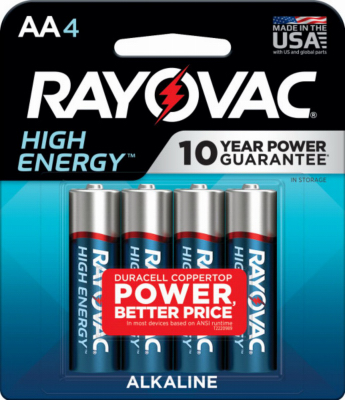 RAYO 4PK AA Alk Battery