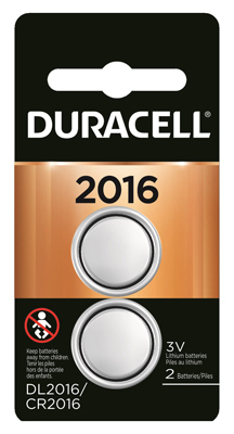 Duracell Lithium Keyless Entry Battery, #2016, 3-Volt, 2/Pack