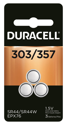 Duracell Silver Oxide Watch Battery, #303/357, 1.5-Volt, 3/Pack