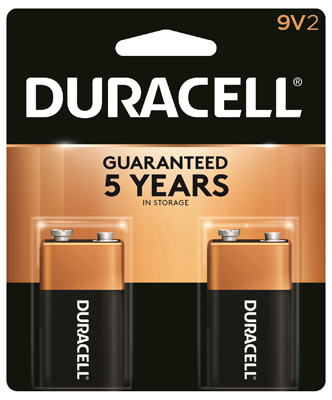 Duracell Alkaline Batteries, 9V, 2/Pack
