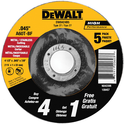 4.5" MTL Cut Wheel, 5/Pack