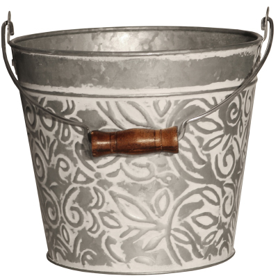 8" GalvWHT Flor Planter
