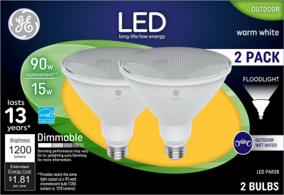 GE 2PK 15W Par38 Bulb