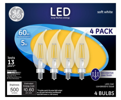 GE 4PK 5W SW CAC Bulb