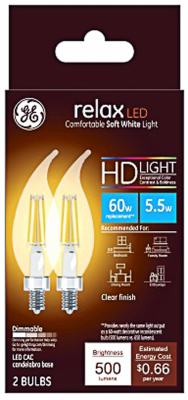 GE 2PK 6.5W SW CAC Bulb
