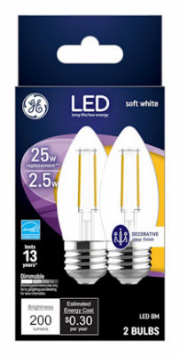 GE 2PK 2.5W SW BM Bulb