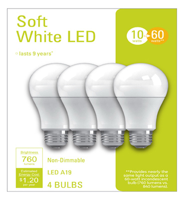 4PK 10W SW A19 Bulb
