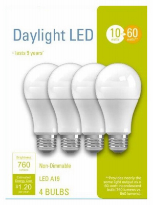 4PK 10W Day A19 Bulb