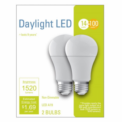 GE 2PK 13W Day A19 Bulb