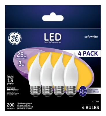 GE 4PK 2.5W Fros Bulb