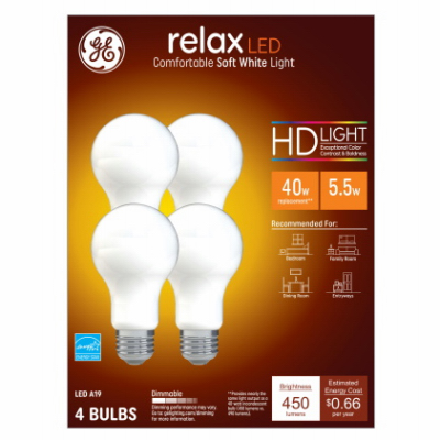 GE 4PK 6W SW A19 Bulb
