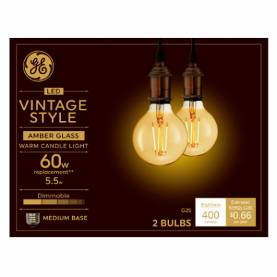 GE 2PK 5.5W WW G25 Bulb
