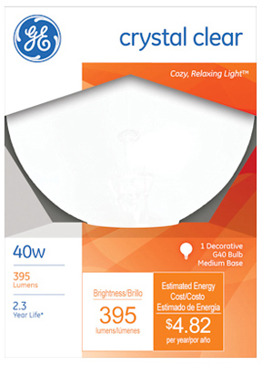 GE40W 5" WHT Globe Bulb