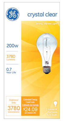 GE200W CLR STD LGT Bulb