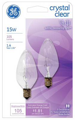 GE2PK15W CLR Flame Bulb