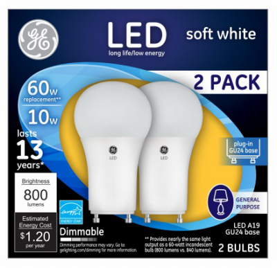 GE 2PK 10W SW A19 Bulb