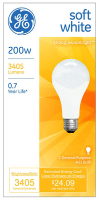 GE 200W SW LGT Bulb