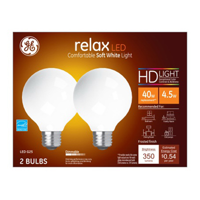 GE2PK 4.5W WHT G25 Bulb