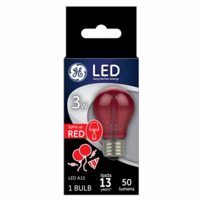 GE3W RED A15 Party Bulb