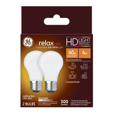 GE 2PK 4W SW Ceil Bulb