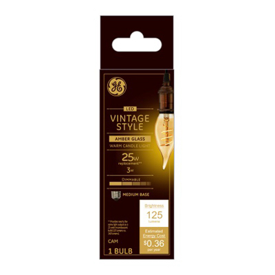 GE 3W WW Cand Vint Bulb