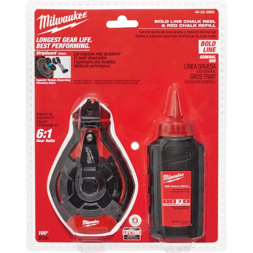 100' RED Chalk Line Kit