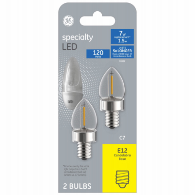 GE 2PK 1W C7 LED Bulb