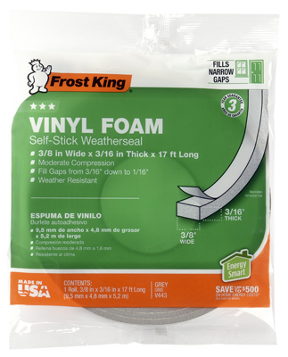 3/8x3/16 GRY Foam Tape