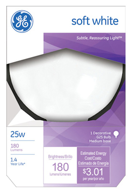 GE25W 3" WHT Globe Bulb