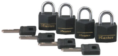4PK 3/4"BLK ALU Padlock