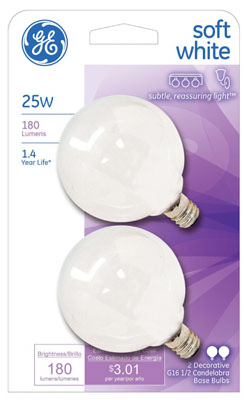GE2PK25W WHT Globe Bulb