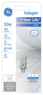 GE 50W T3 QTZ Halo Lamp