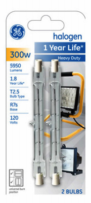 GE 2PK 300W QTZ Lamp