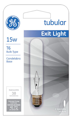 GE 15W CLR Exit Bulb