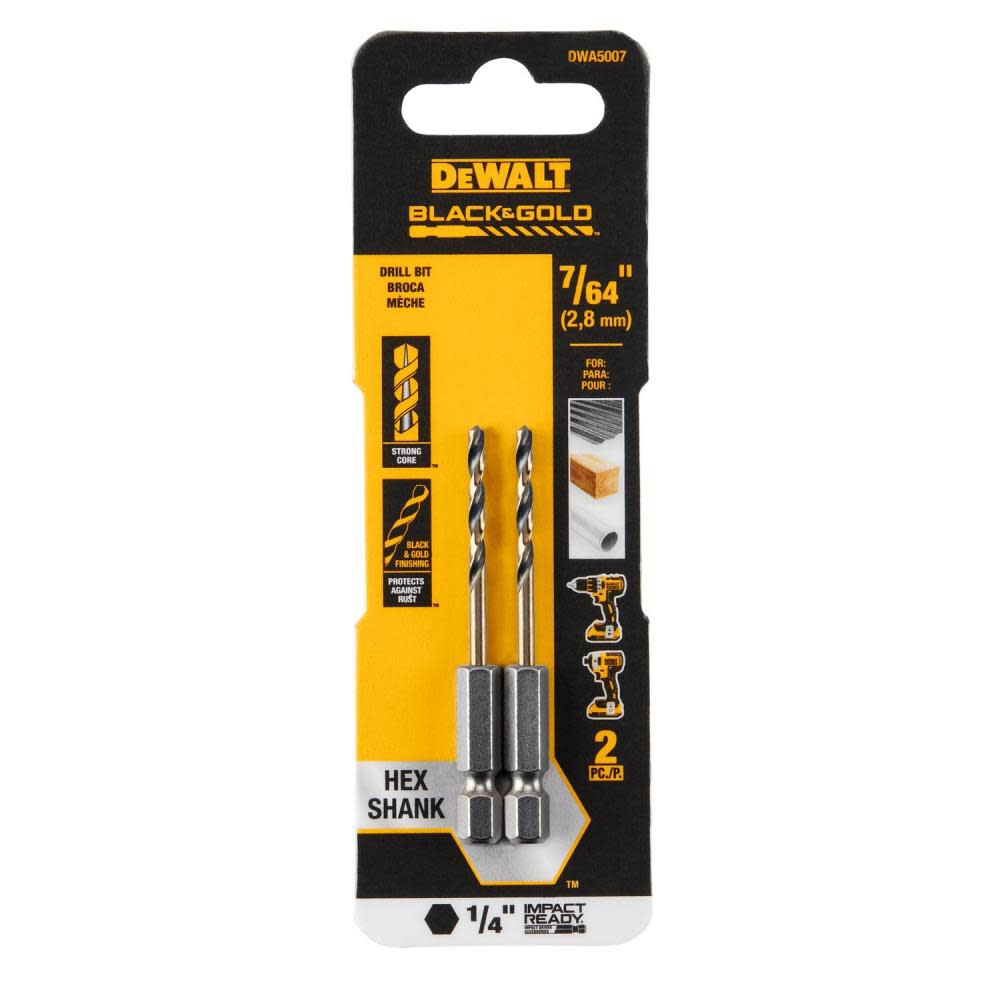 2PC 7/64" BLK/GLD Bit, 5/Pack