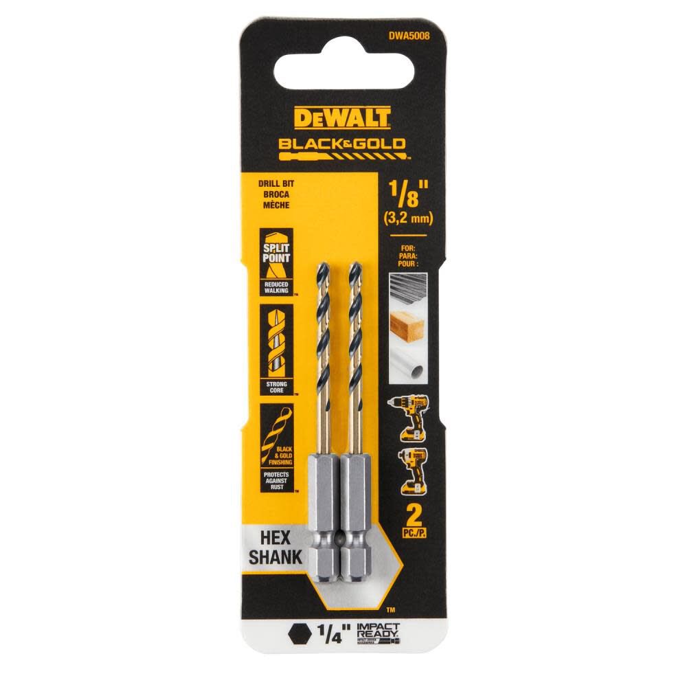 2PC 1/8" BLK/GLD Bit, 5/Pack