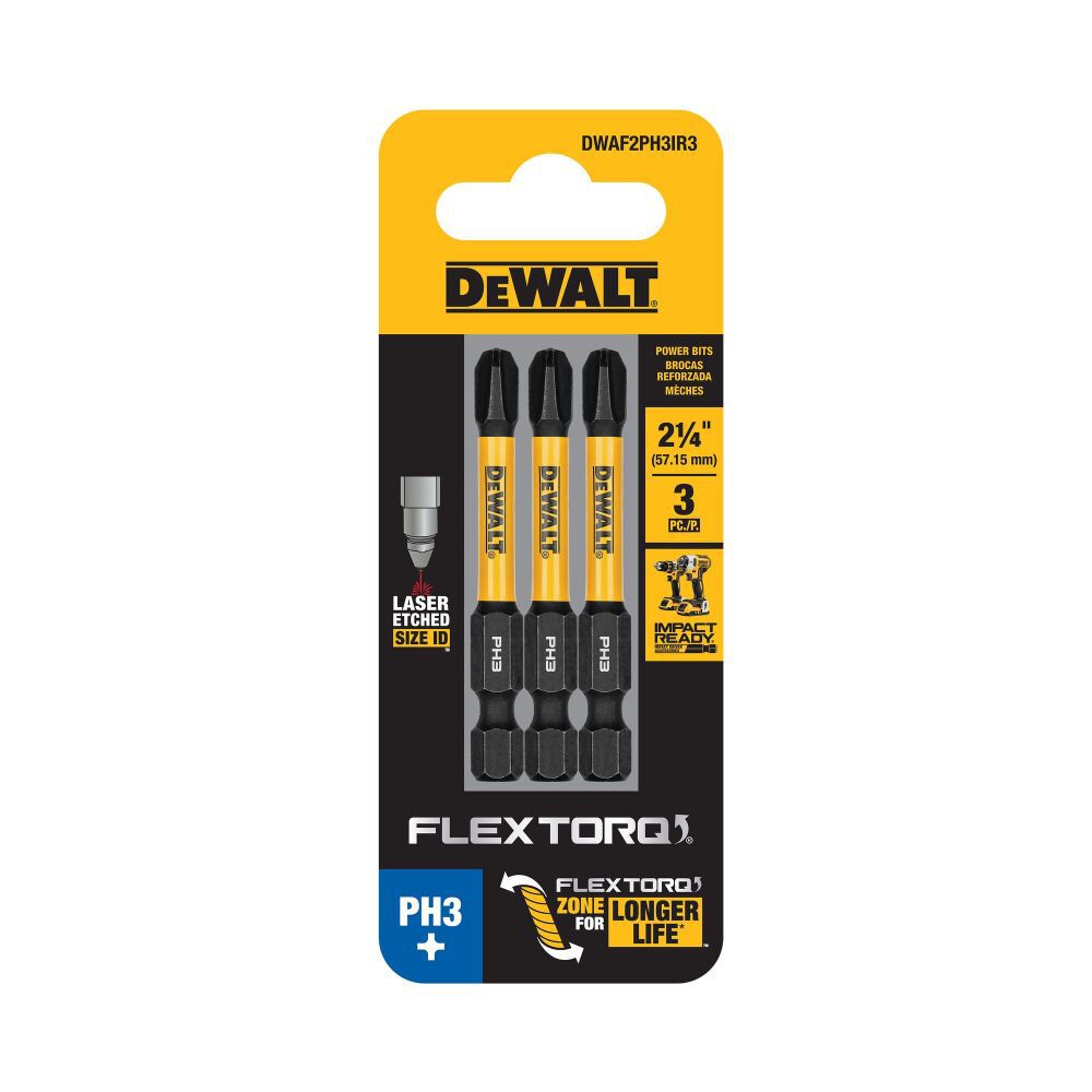 3PC 2.25" PH3 Bits, 3/Pack