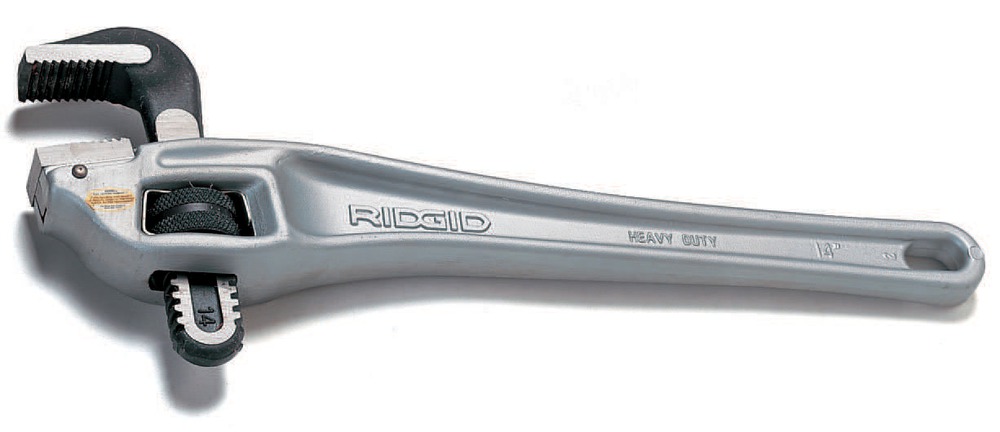 14" Aluminum Offset Pipe Wrench - 2" Capacity, Ideal for Tight Spaces