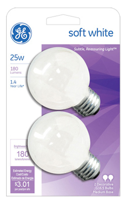 GE 2PK 25W Globe Lamp