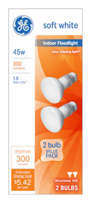 GE 2PK 45W R20FLD Light