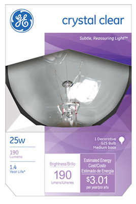 GE25W 3" CLR Globe Bulb