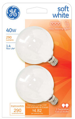 GE2PK40W WHT Globe Bulb