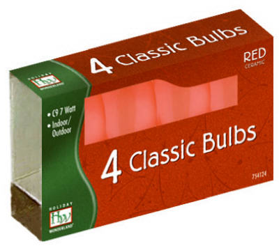 HW 4PK C9 RED Cera Bulb