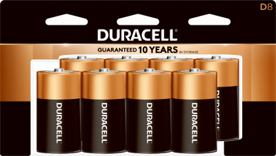 Duracell Alkaline Batteries, D, 8/Pack