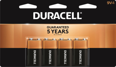 Duracell Alkaline Batteries, 9-Volt, 4/Pack