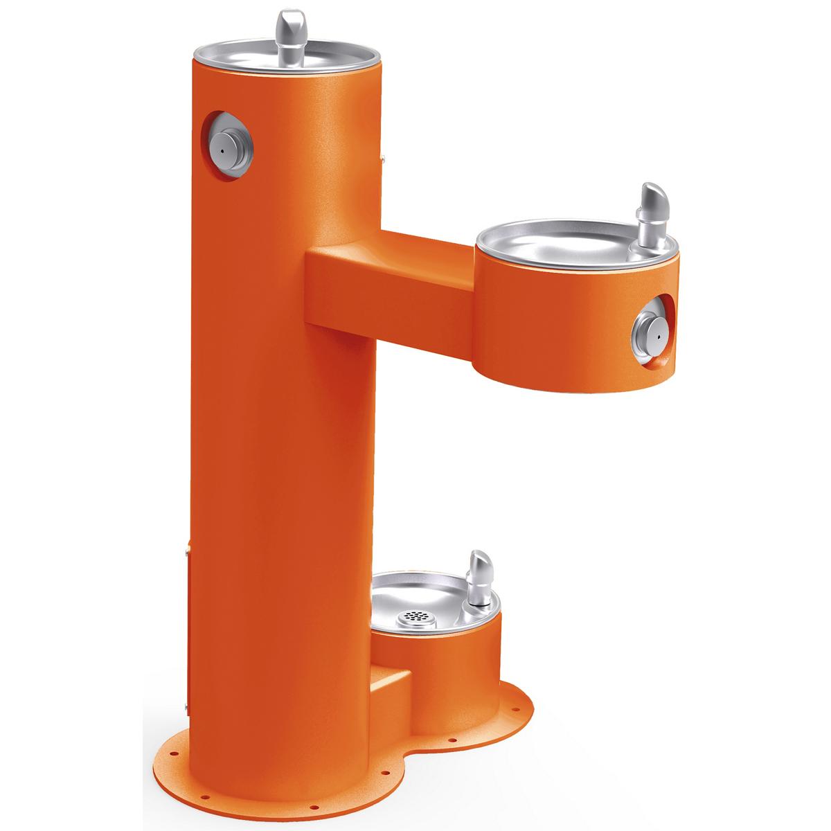 Halsey Taylor Endura II Tubular Outdoor Fountain Bi-Level Pedestal with Pet Station Non-Filtered Non-Refrigerated Orange