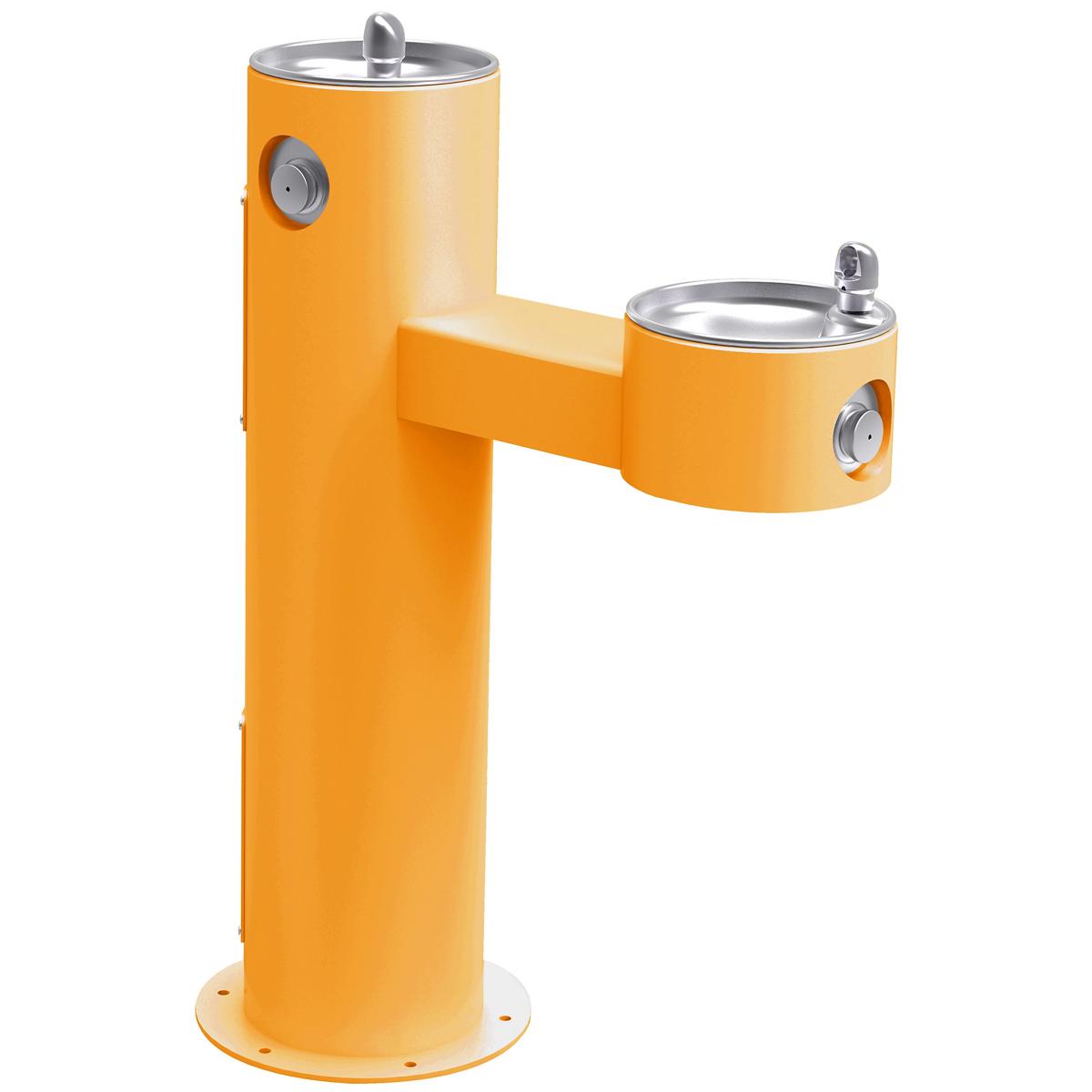 Halsey Taylor Endura II Tubular Outdoor Fountain Bi-Level Pedestal Non-Filtered Non-Refrigerated Yellow