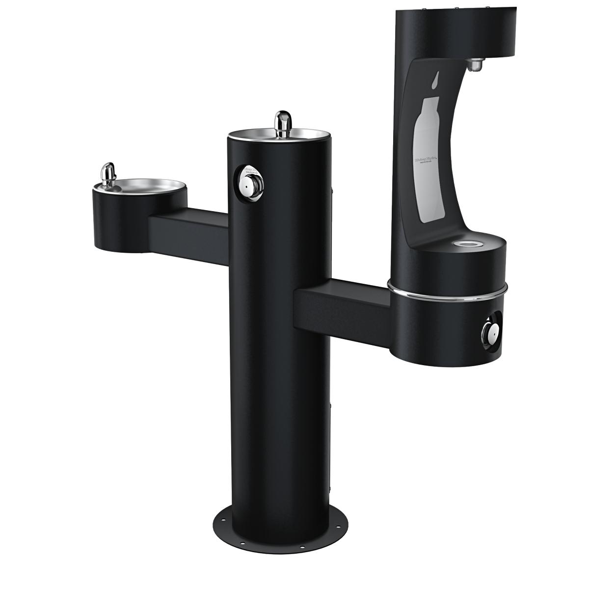 Halsey Taylor Endura II Outdoor HydroBoost Lower Bottle Filling Station Tri-Level Pedestal Non-Filtered Non-Refrigerated Black